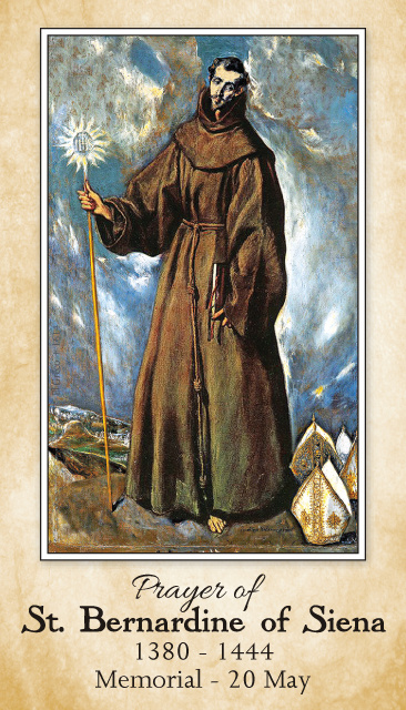St. Bernardine of Siena Prayer Card